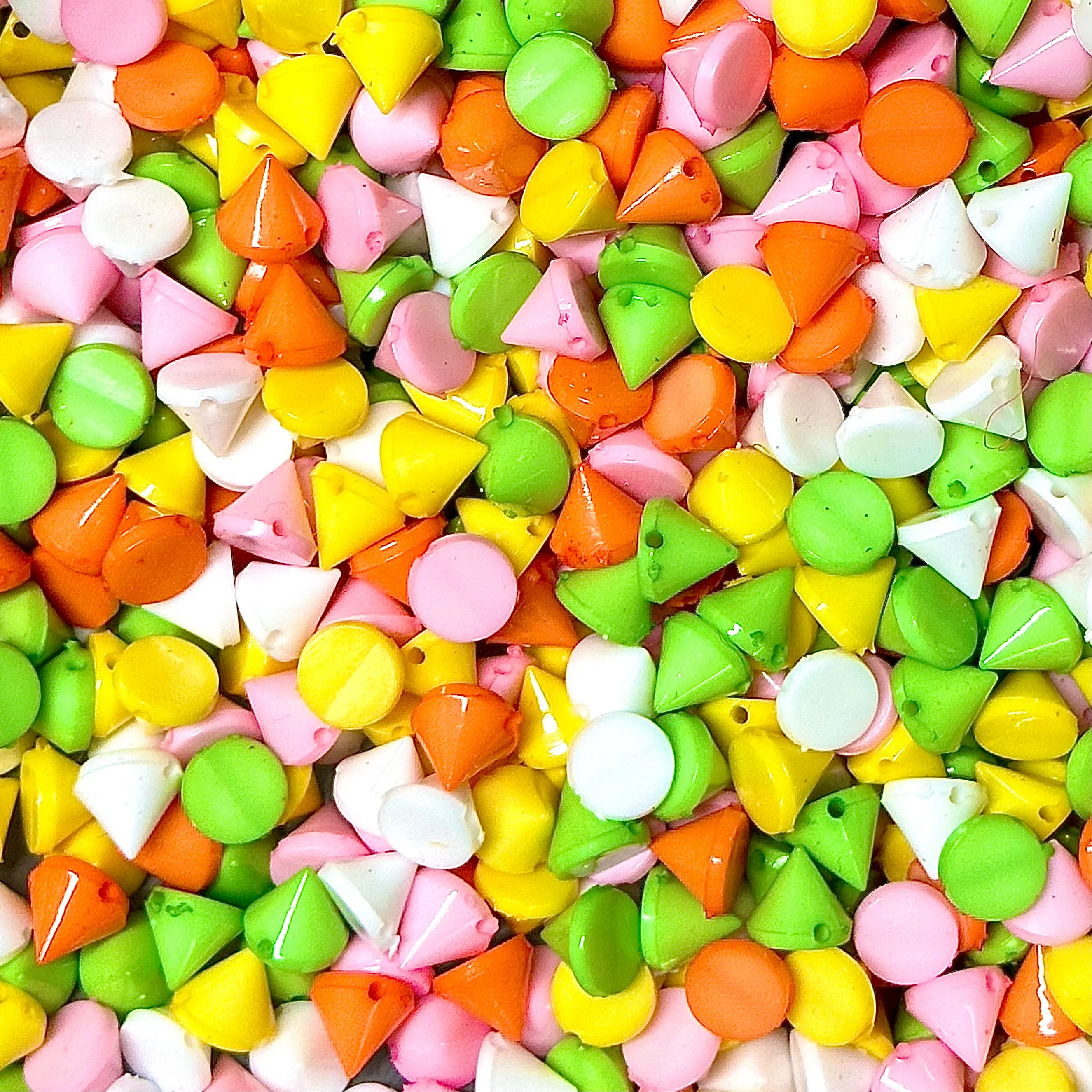 100 Piece (10 x 10mm) Spring Mix Plastic Cone Shape Stud Spike Beads Rock Punk DIY Phone Decoration