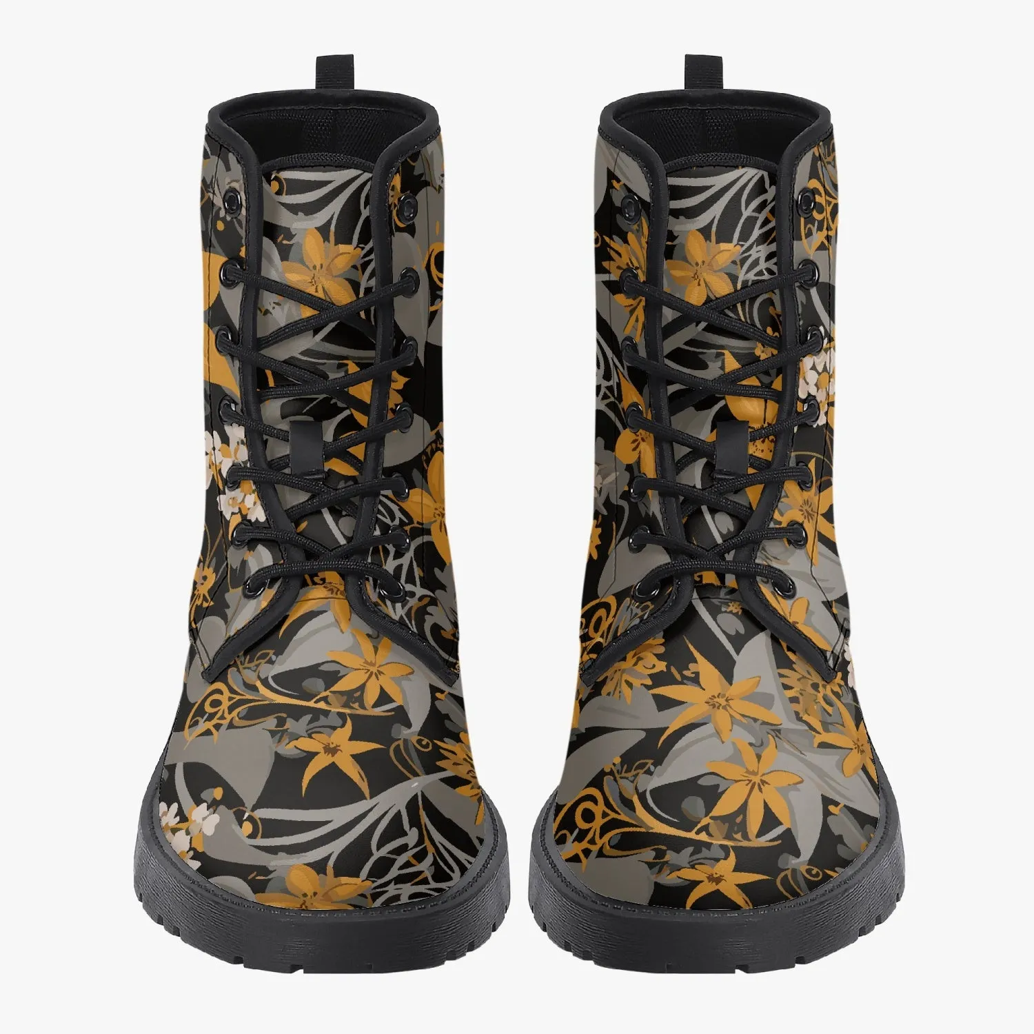 Bottes en cuir tendance "Fleurs dorées" (188)