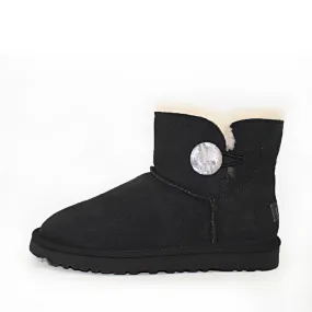 Crystal Button Ugg Boot - Black