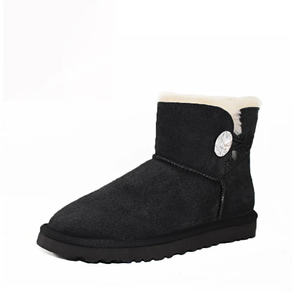 Crystal Button Ugg Boot - Black