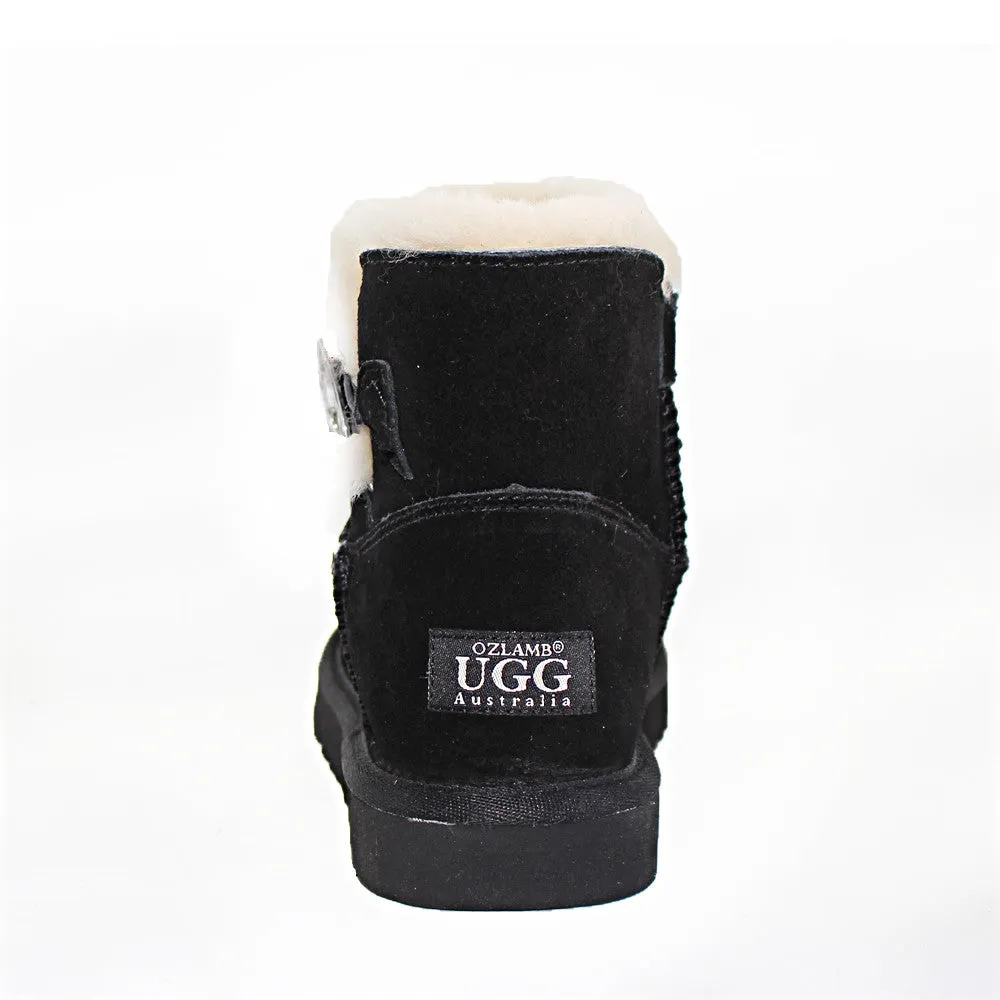 Crystal Button Ugg Boot - Black