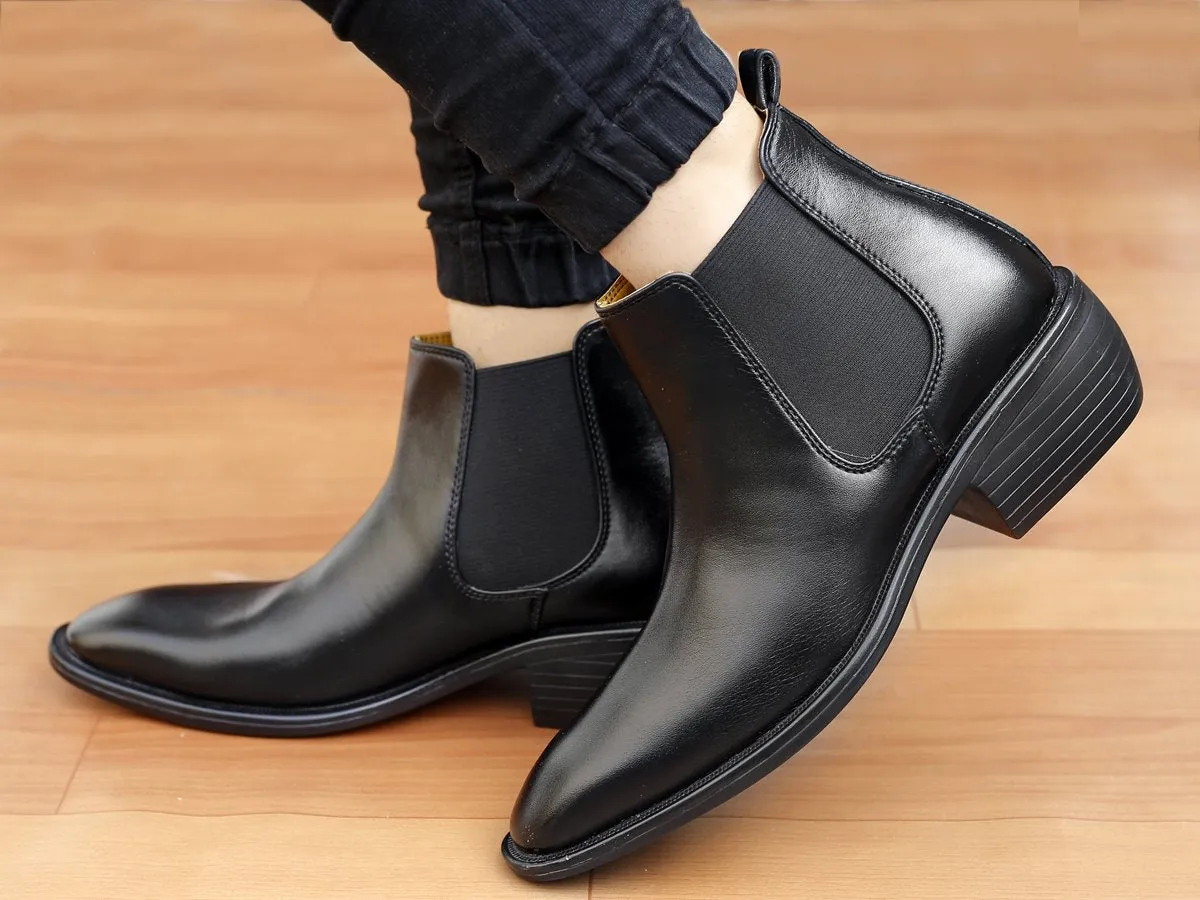 Men's 3 Inch Hidden Height Increasing Fashionable Chelsea Boots