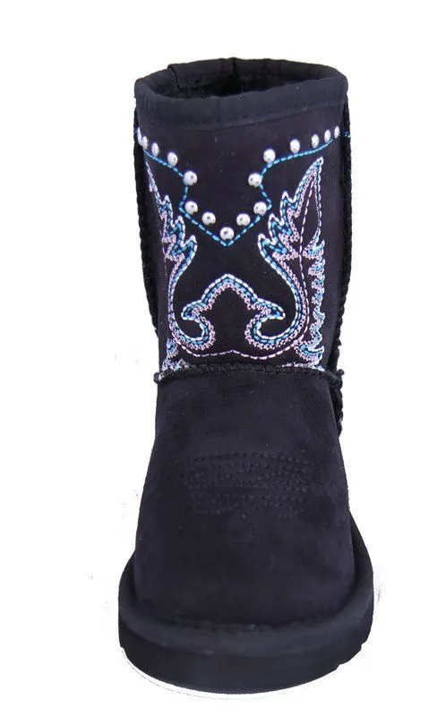 Montana West Kids Embroidery Boots - Black