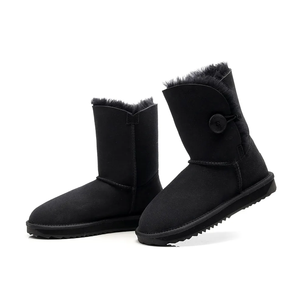 MUBO UGG Women Button Classic UGG BOOTS - Black