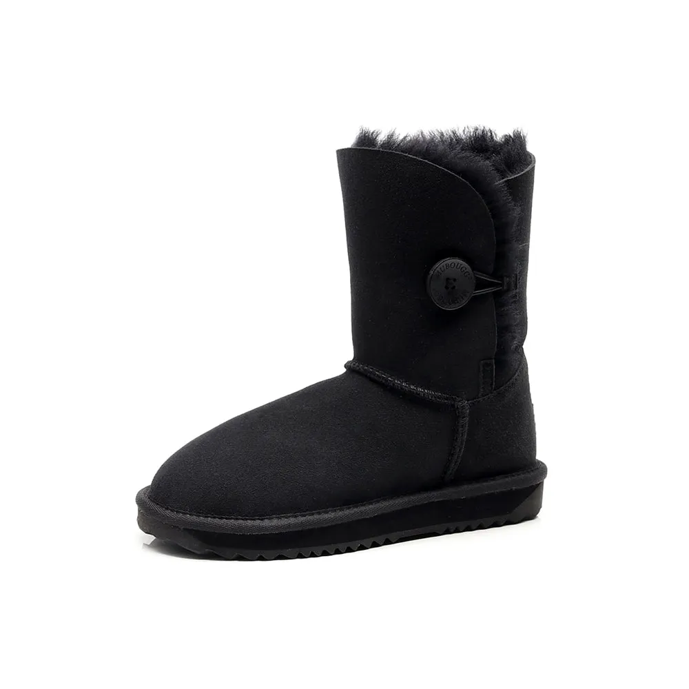 MUBO UGG Women Button Classic UGG BOOTS - Black