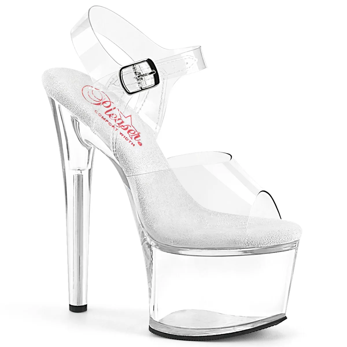 Passion-708 Clear Comfort Width, 7" Heels