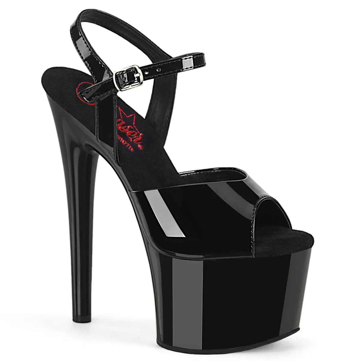 Passion-709 Black Patent Comfort Width, 7" Heels (Speed Heels)