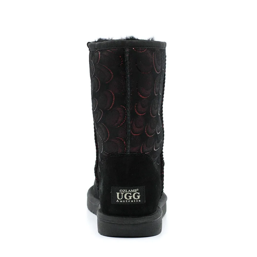 Peacock Medium Ugg Boot - Black