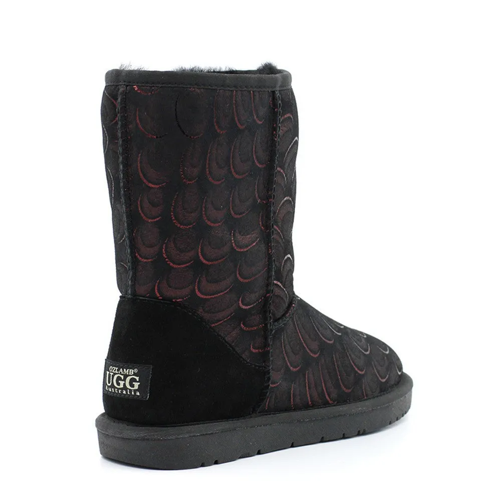 Peacock Medium Ugg Boot - Black