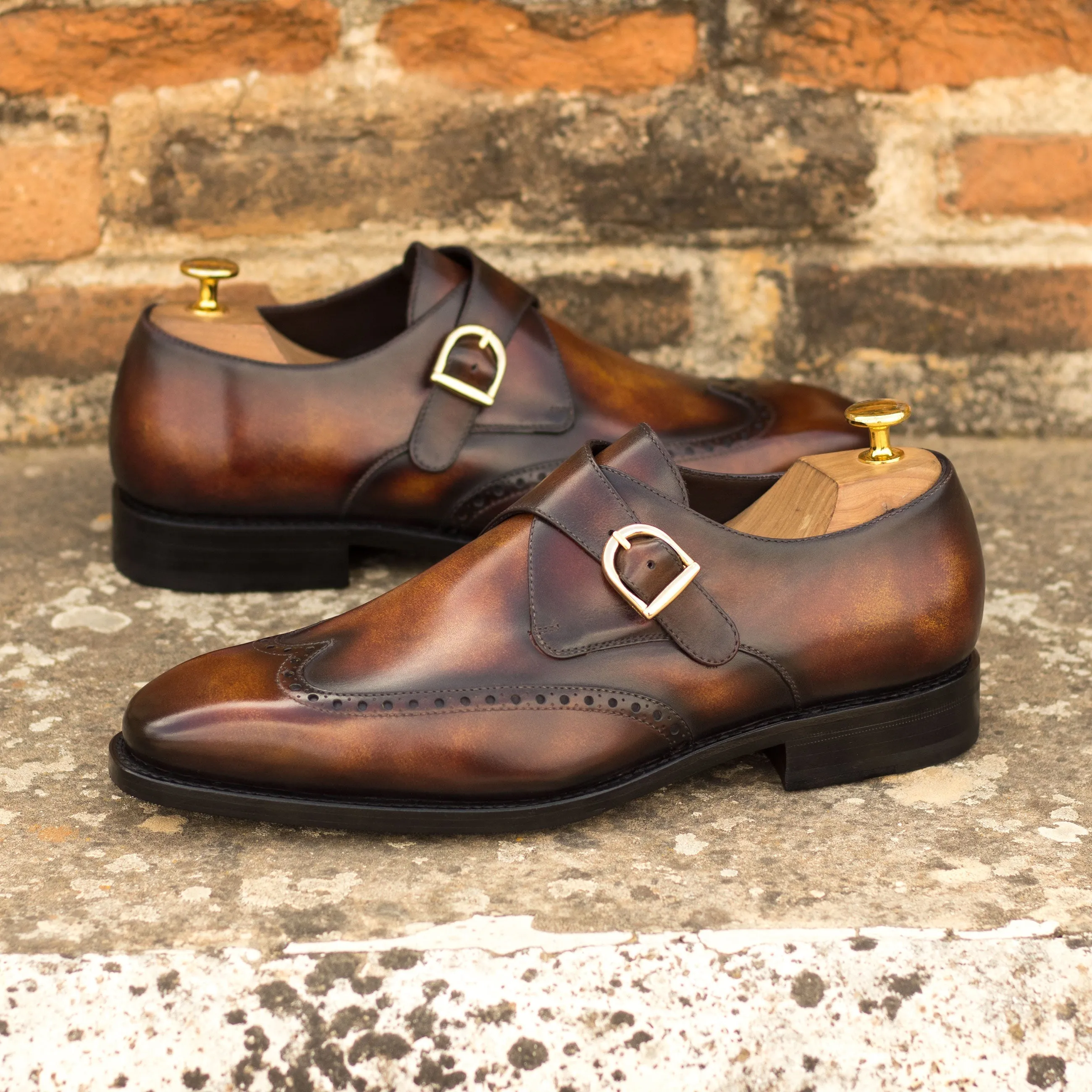 Rinos Single Monk Patina Shoes