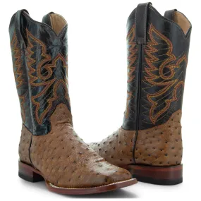 Soto Boots Women's Ostrich Print Cowgirl Boots M8002 Tan