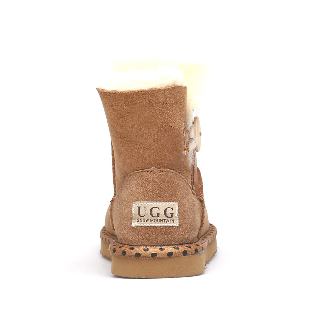 Spotted One Button Ugg Boot - Chestnut