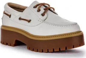 Timberland Stone Street Boat Shoes In White For Women