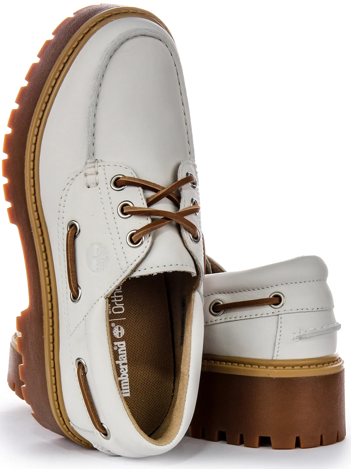 Timberland Stone Street Boat Shoes In White For Women