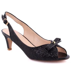 Women “JOI” Sling Back Peep Toe Glitter Sandals