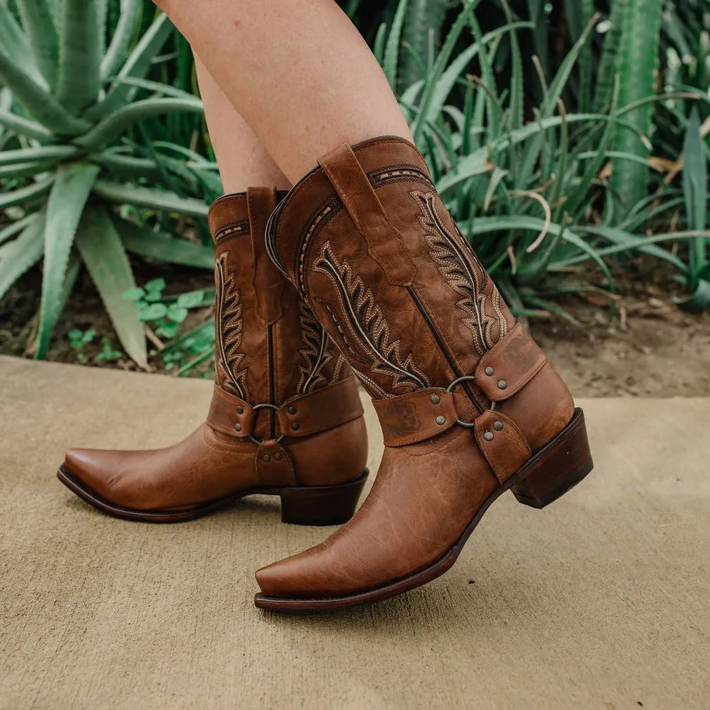 Women's Harness Boots | Brown Leather Harness Boots (M50039)